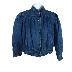 Bramble Lane Denim Blue Jean Trucker Jacket Size Large Vintage 80s Blanket Lined